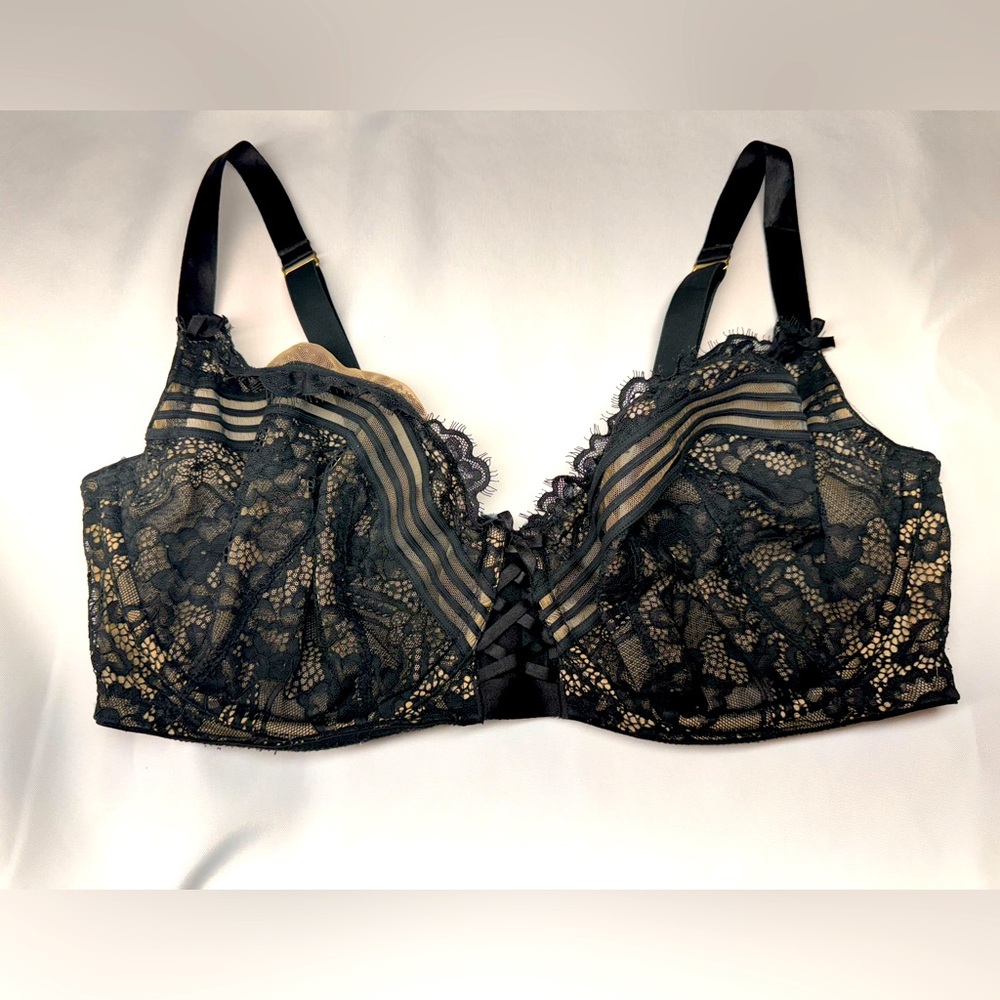 Cacique Bra Unlined Balconette Seriously Sexy Collection Lace Black Size 40DDD